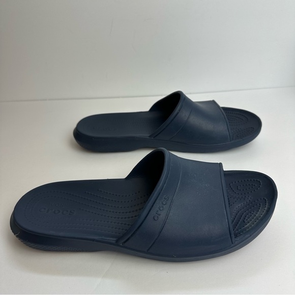 Crocs Iconic Comfort Slides Navy Blue Men’s Size 11 or Women's size 12 Beach - Picture 2 of 9